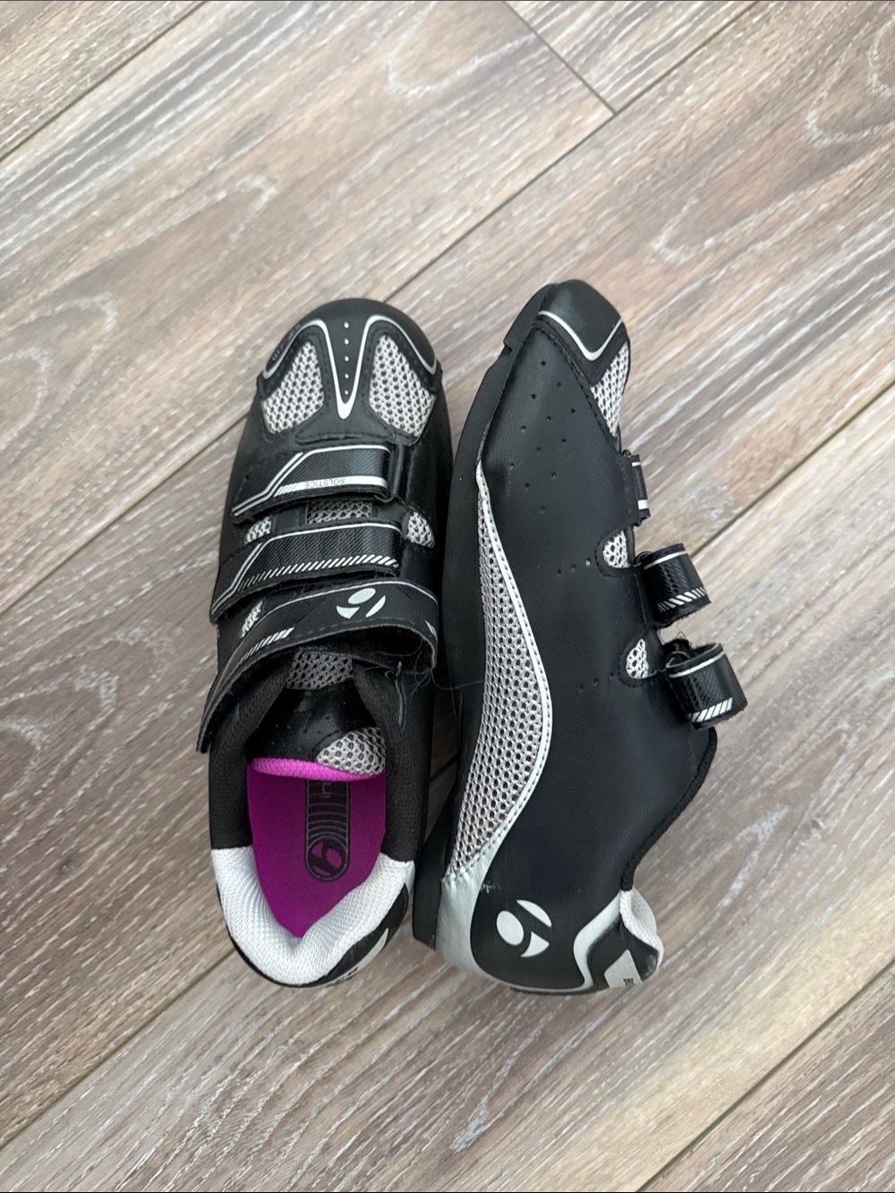 Solstice Black and White Women's Athletic Cycling Shoes with Pink Insole